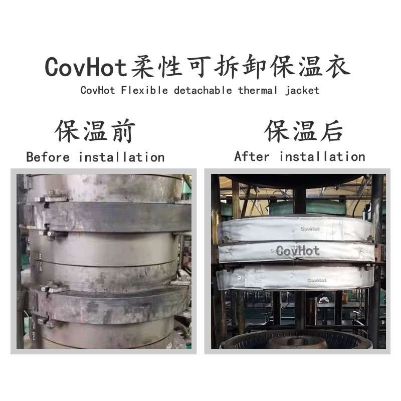 硫化機(jī)選用柔性可拆卸保溫套的優(yōu)勢